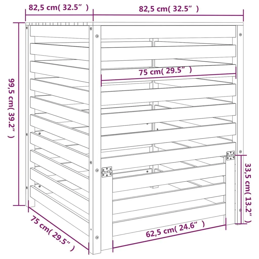 Wooden Composter Bin White Solid Pine 82.5x82.5x99.5cm Garden Waste Recycling