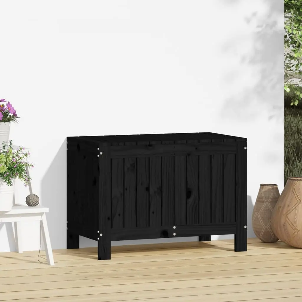 Garden Storage Box Black Outdoor Furniture Solid Wood Pine Deck Box with Lid