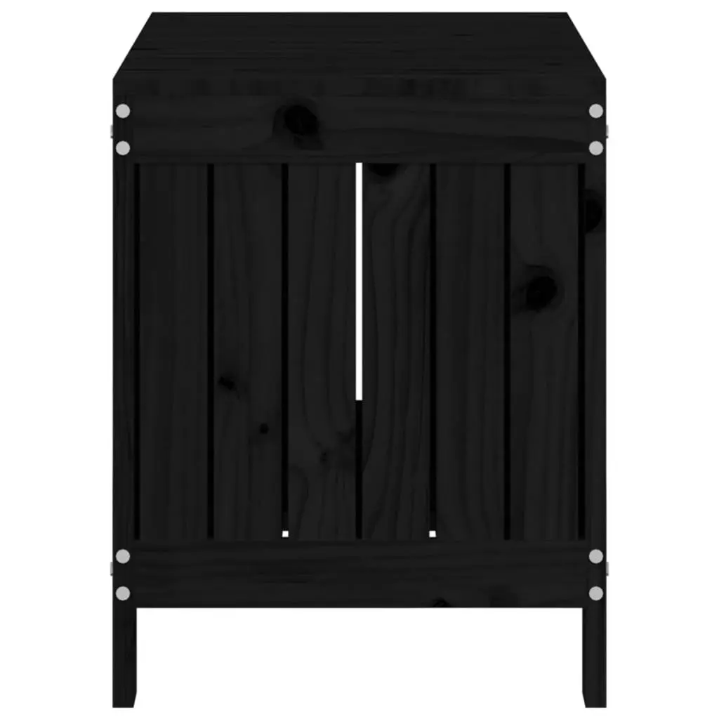Garden Storage Box Black Outdoor Furniture Solid Wood Pine Deck Box with Lid