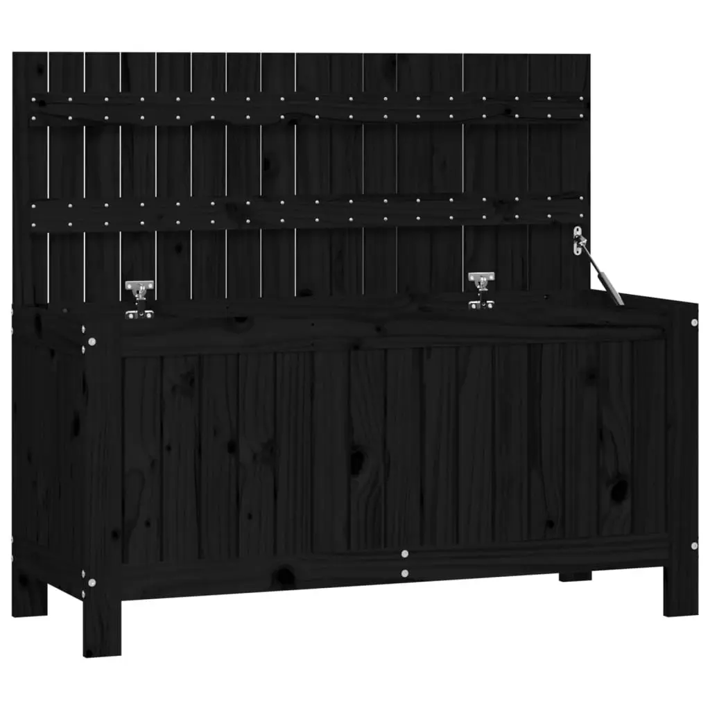 Garden Storage Box Solid Pine Wood 108x42.5x54cm Black Outdoor Furniture