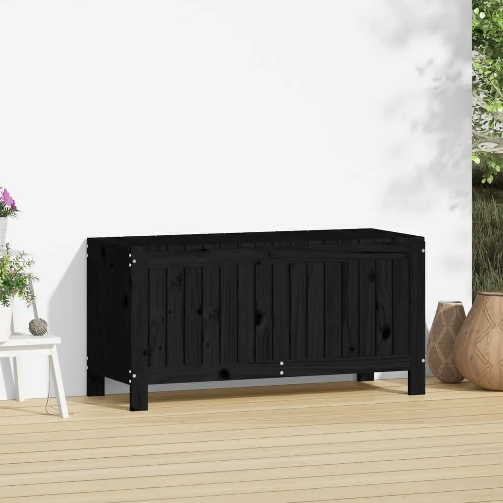 Garden Storage Box Solid Pine Wood 108x42.5x54cm Black Outdoor Furniture