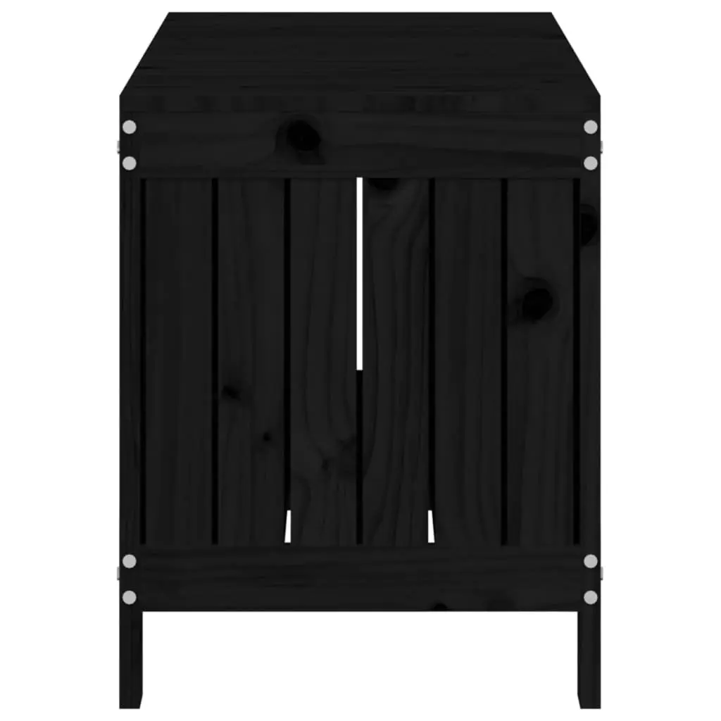 Garden Storage Box Solid Pine Wood 108x42.5x54cm Black Outdoor Furniture