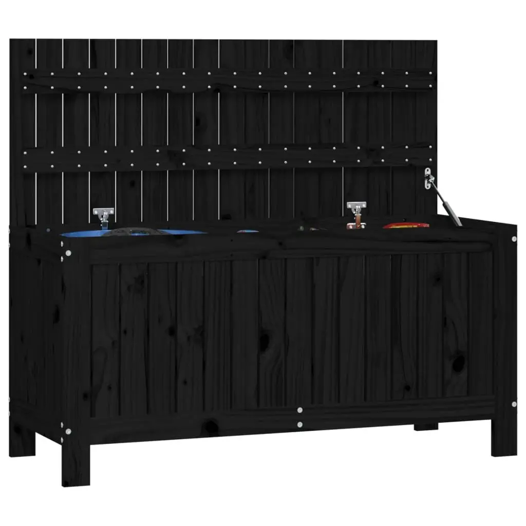 Garden Storage Box Solid Pine Wood 108x42.5x54cm Black Outdoor Furniture