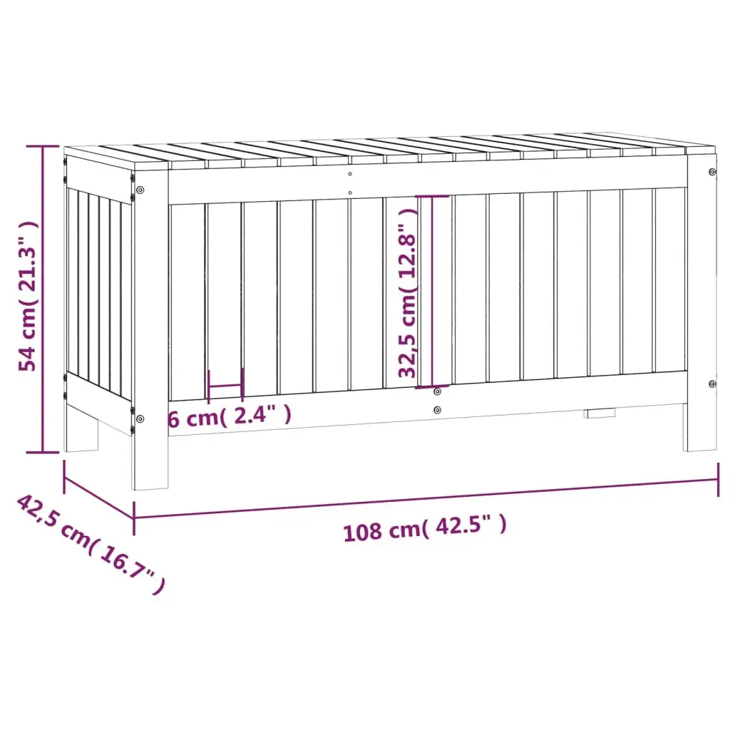Garden Storage Box Solid Pine Wood 108x42.5x54cm Black Outdoor Furniture