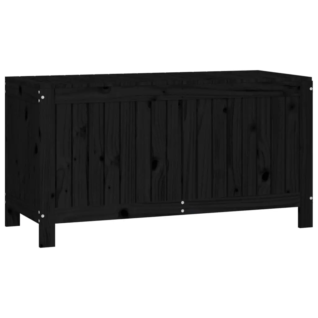 Garden Storage Box Solid Pine Wood Black 115 x 49 x 60 cm Outdoor Deck Tool Organizer with Hydraulic Lid