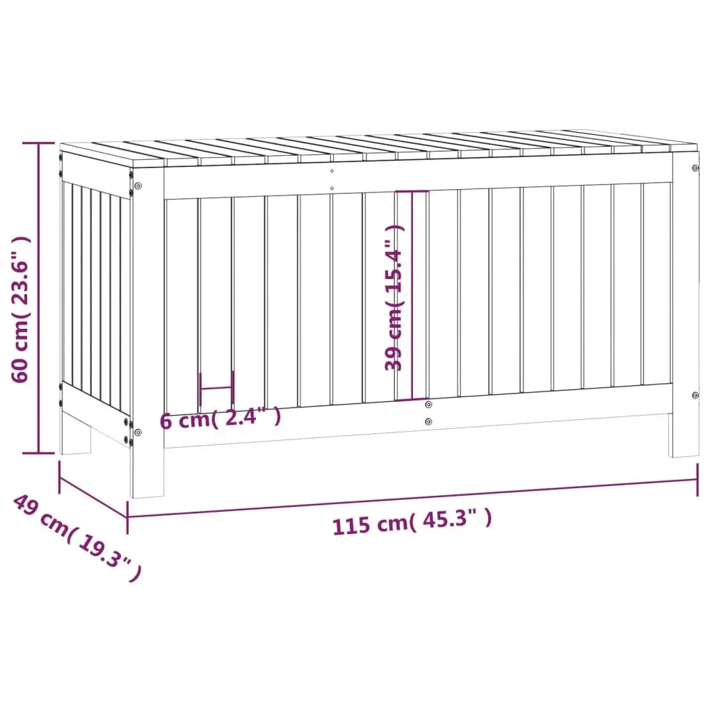 Garden Storage Box Solid Pine Wood Black 115 x 49 x 60 cm Outdoor Deck Tool Organizer with Hydraulic Lid