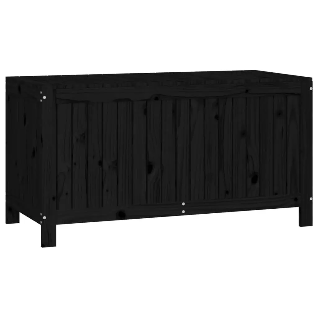Garden Storage Box Solid Pine Wood Black Outdoor with Hydraulic Lid 121 x 55 x 64 cm