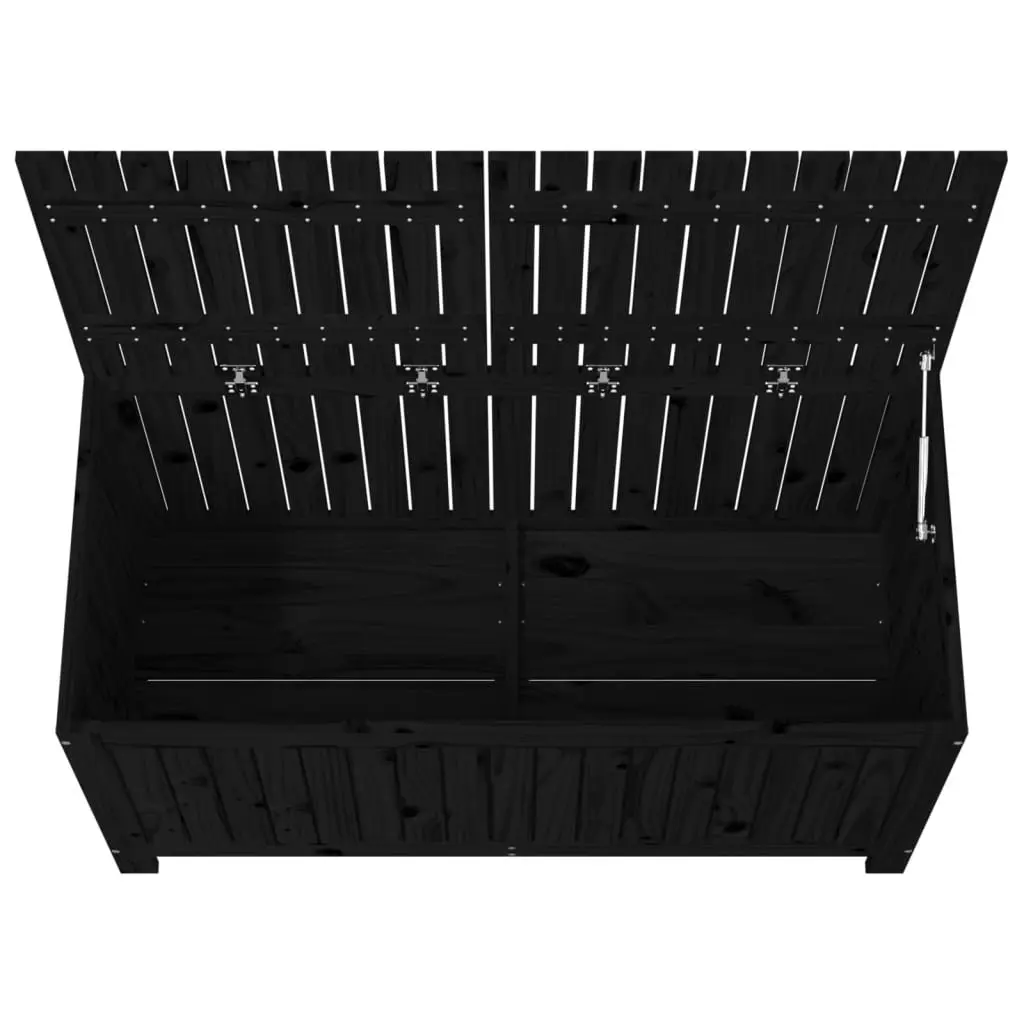Garden Storage Box Solid Pine Wood Black Outdoor with Hydraulic Lid 121 x 55 x 64 cm