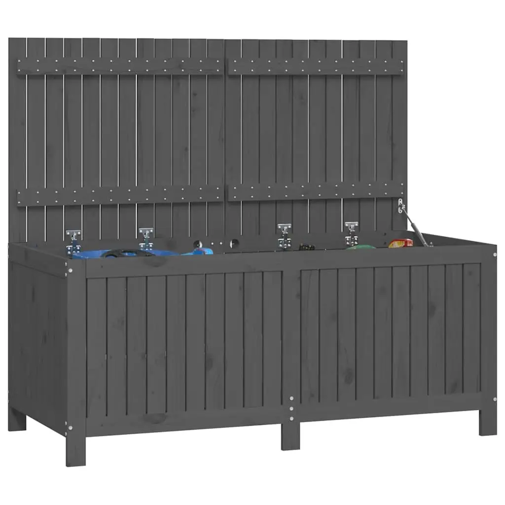 Garden Storage Box Grey Solid Wood Pine Outdoor Deck Patio Furniture Organizer