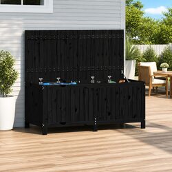 Versatile Black Wooden Storage Box for Outdoor Living