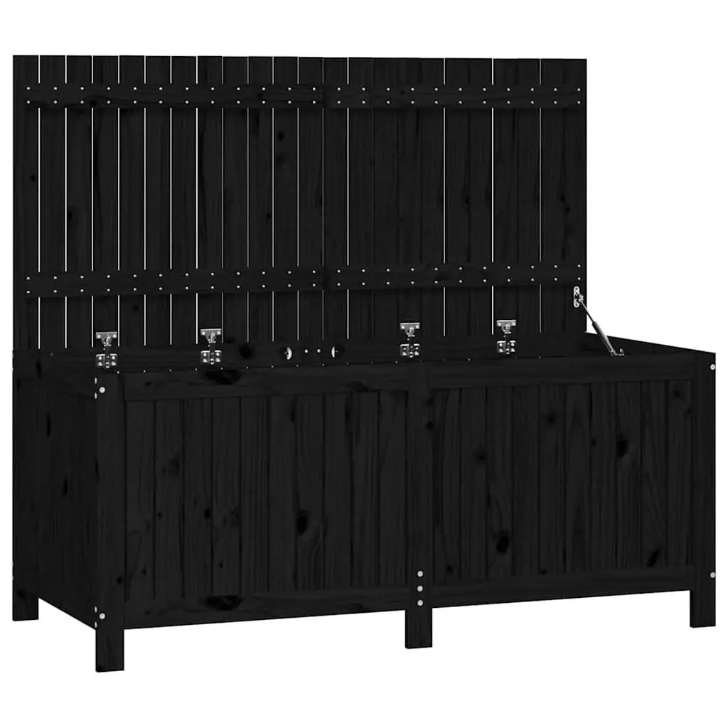Garden Storage Box Solid Pine Wood 147 x 68 x 64 cm Black Outdoor Deck Tool Equipment Organizer Bench Seat