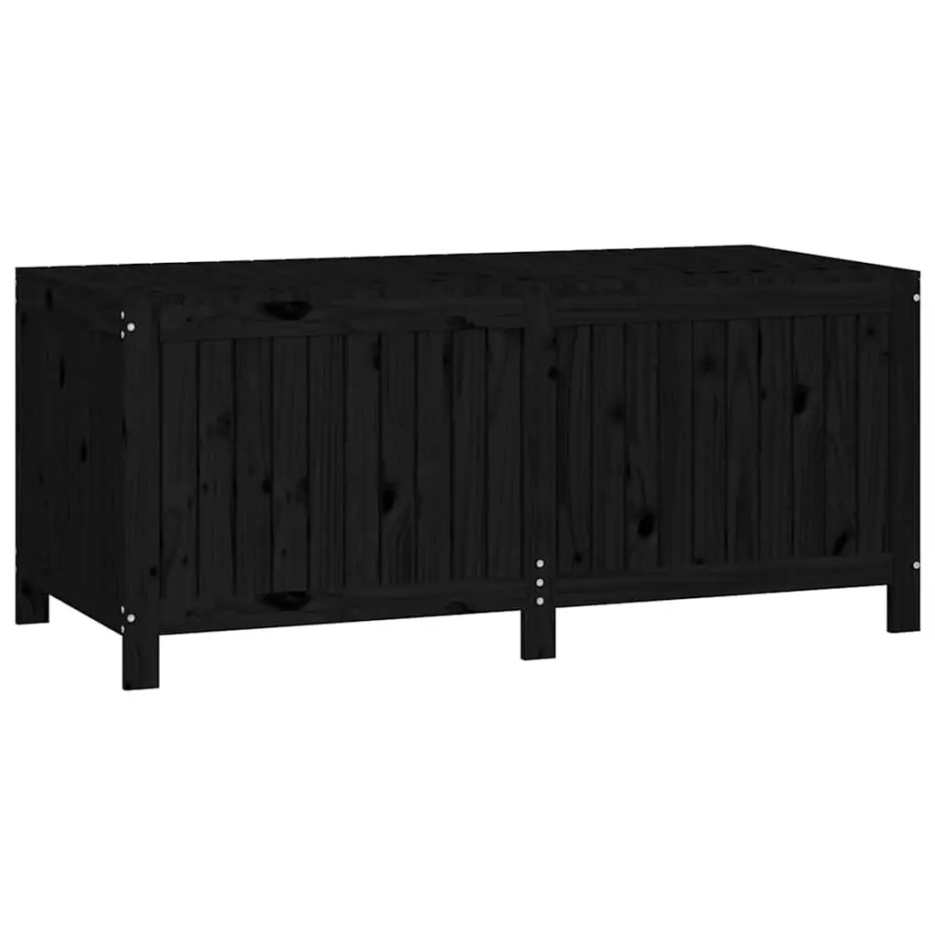 Garden Storage Box Solid Pine Wood 147 x 68 x 64 cm Black Outdoor Deck Tool Equipment Organizer Bench Seat