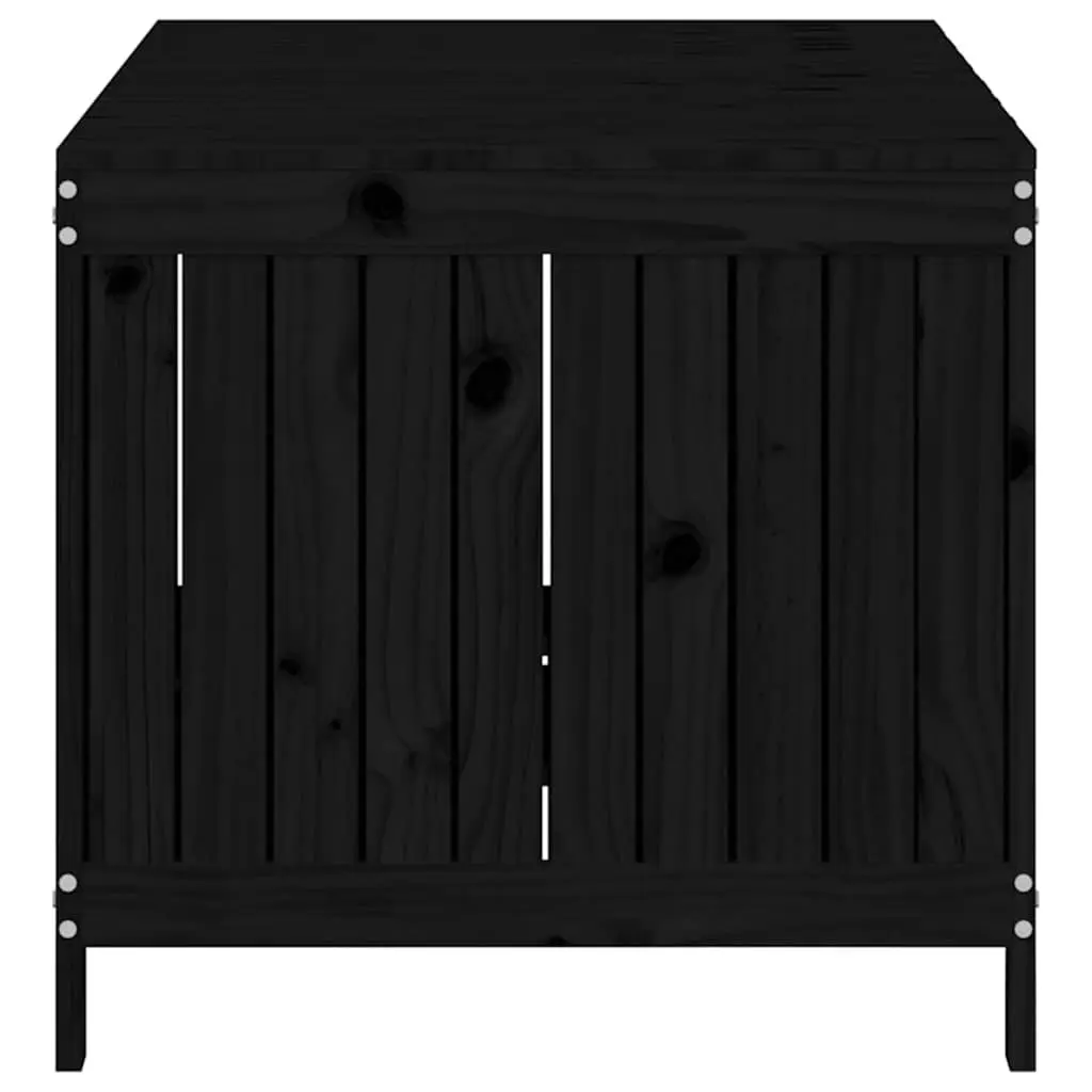 Garden Storage Box Solid Pine Wood 147 x 68 x 64 cm Black Outdoor Deck Tool Equipment Organizer Bench Seat