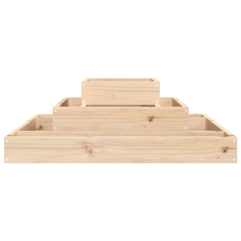 Wooden Planter Box 80x80x27cm 3-Tier Raised Garden Flower Pot Pine