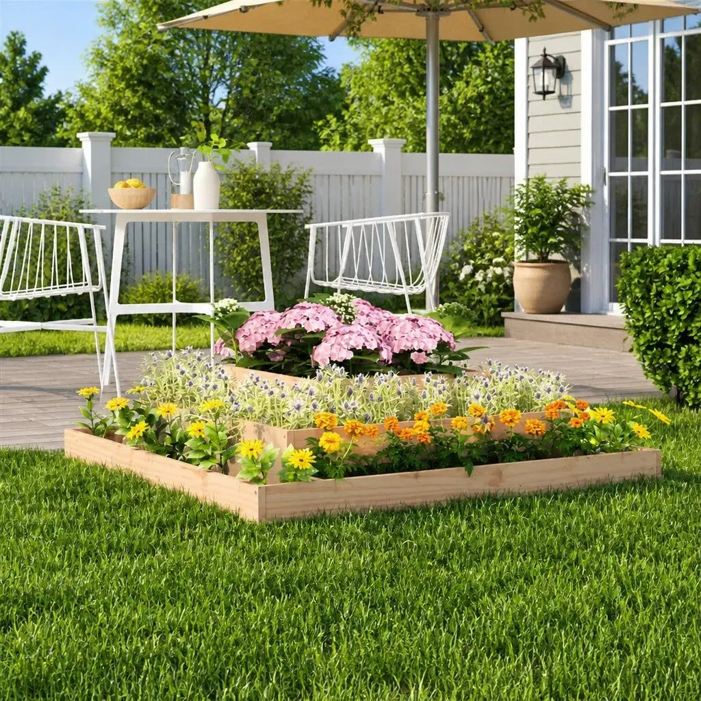 Wooden Planter Solid Pine Wood 110x110x27 cm 3-Tier Brown