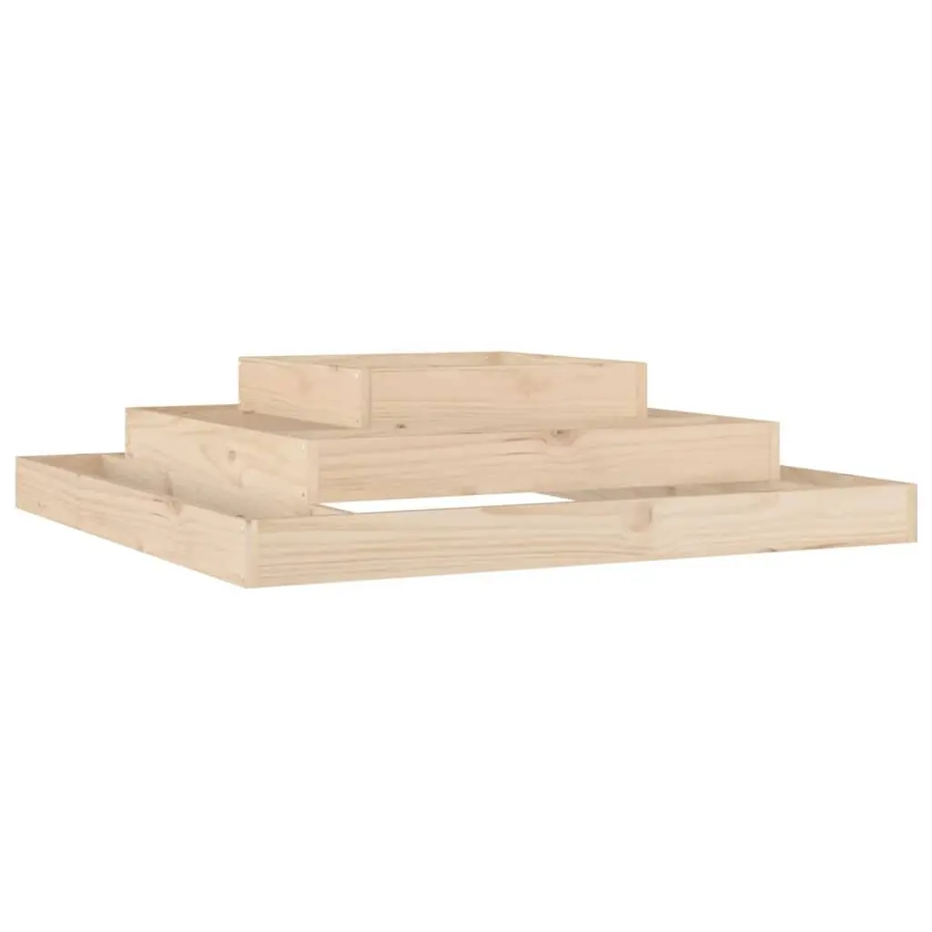Wooden Planter Solid Pine Wood 110x110x27 cm 3-Tier Brown