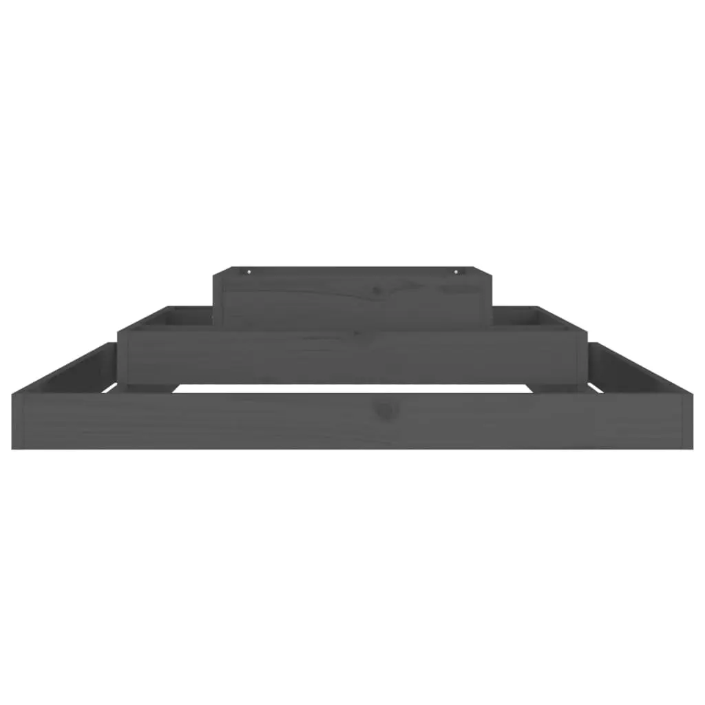 3-Tier Planter Box Solid Pine Grey 110x110x27cm Raised Bed Garden