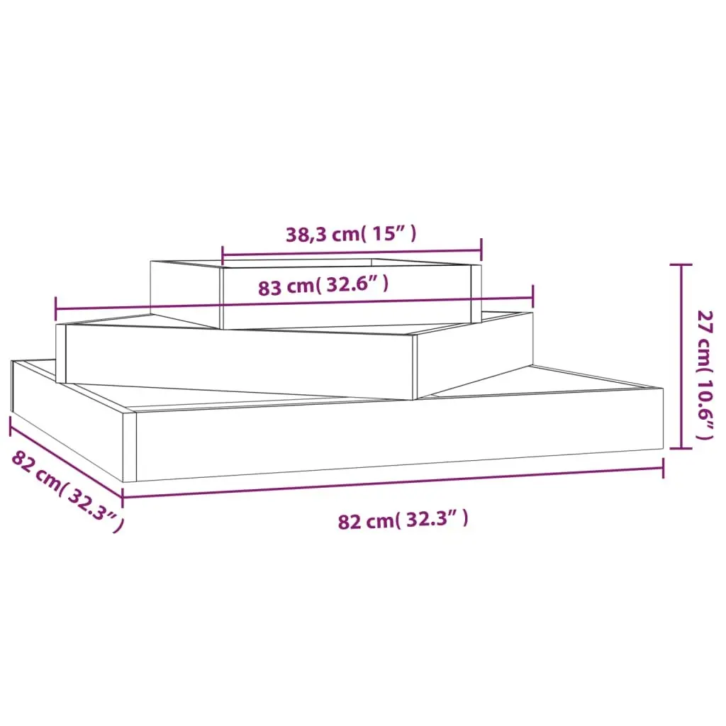 Wooden Planter Box 83x83x27cm Raised Garden Bed 3-Tier Pine Flower Pot