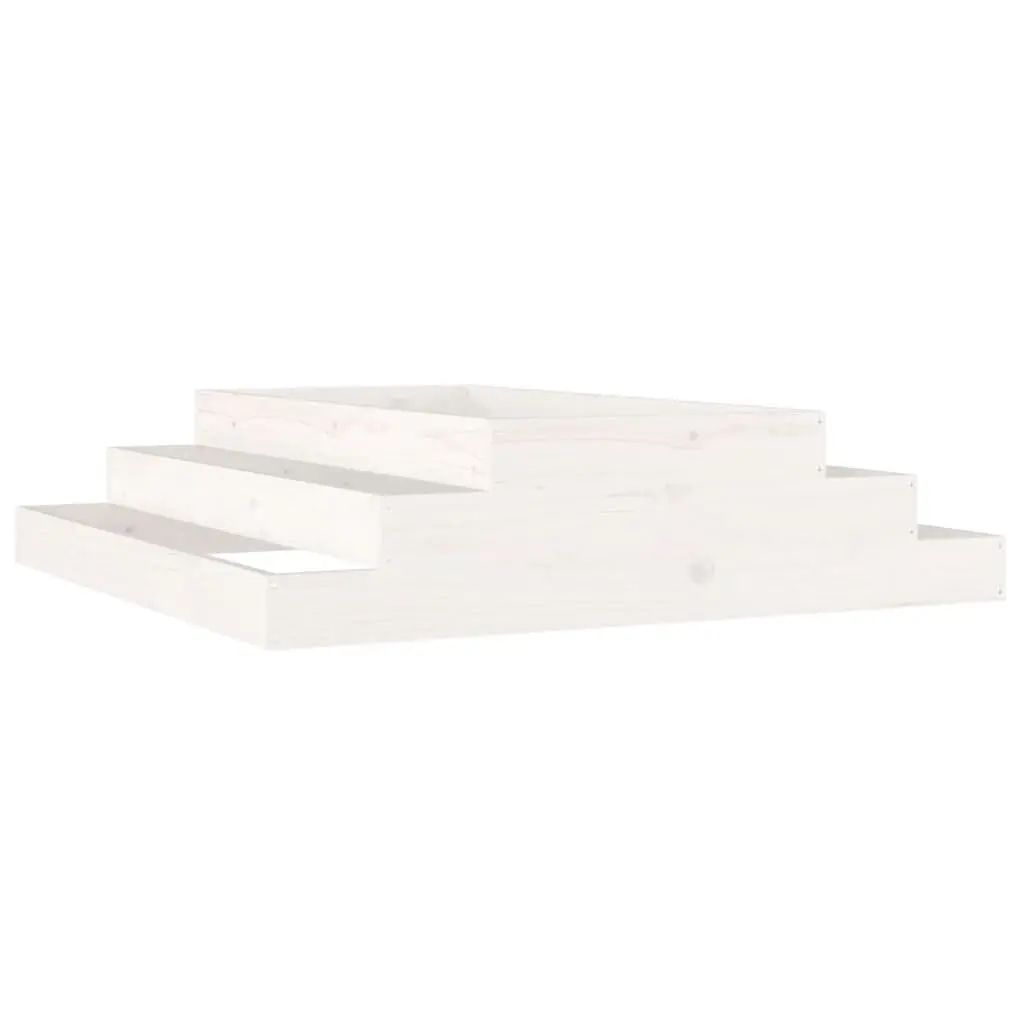 Raised Garden Planter Box White 110x110x27cm Solid Wood Pine Flower Bed