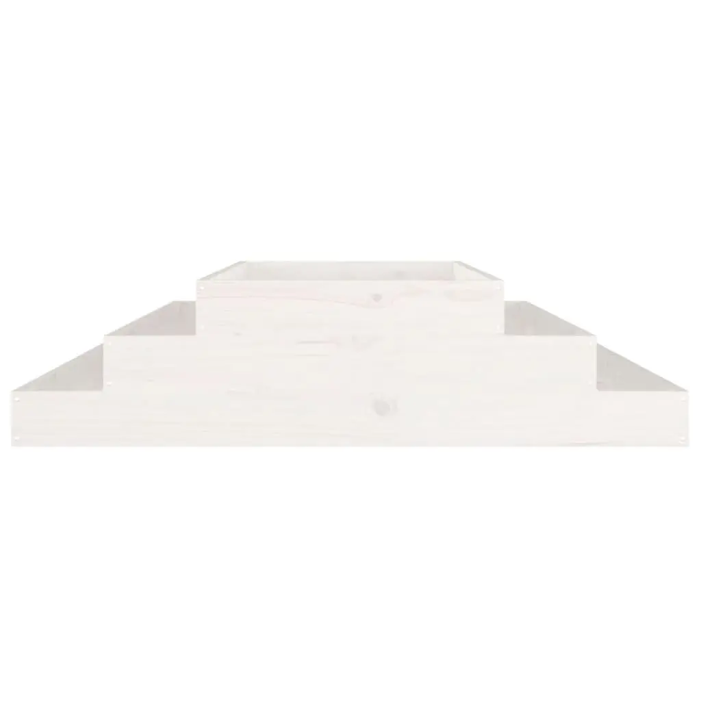 Raised Garden Planter Box White 110x110x27cm Solid Wood Pine Flower Bed