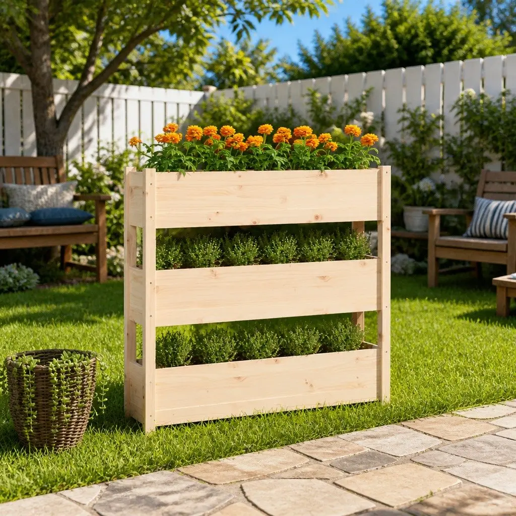 Planter with 3 Boxes for Garden and Patio Use
