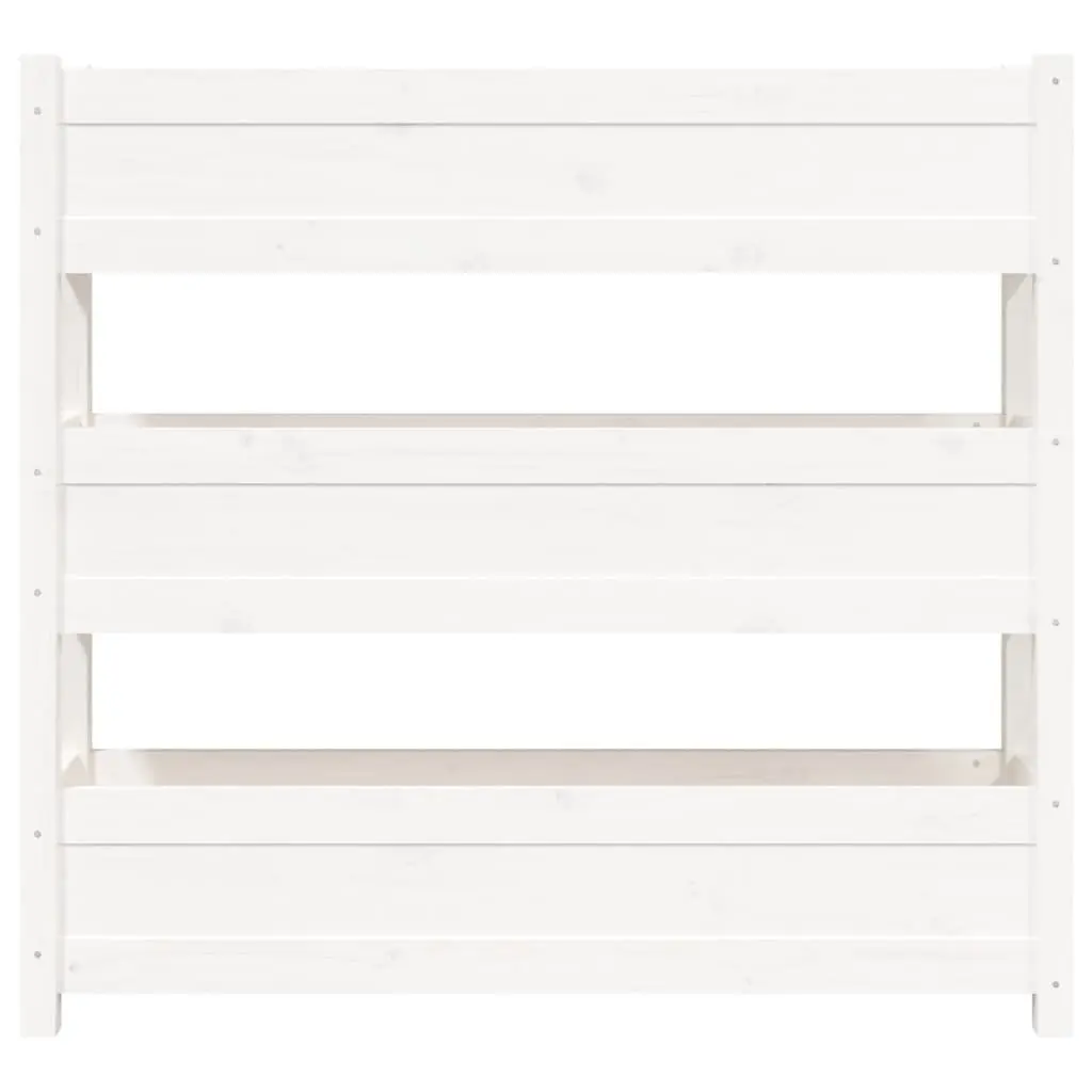 Garden Planter Pine Wood 112x25x104.5 cm White Raised Bed 3 Flower Boxes