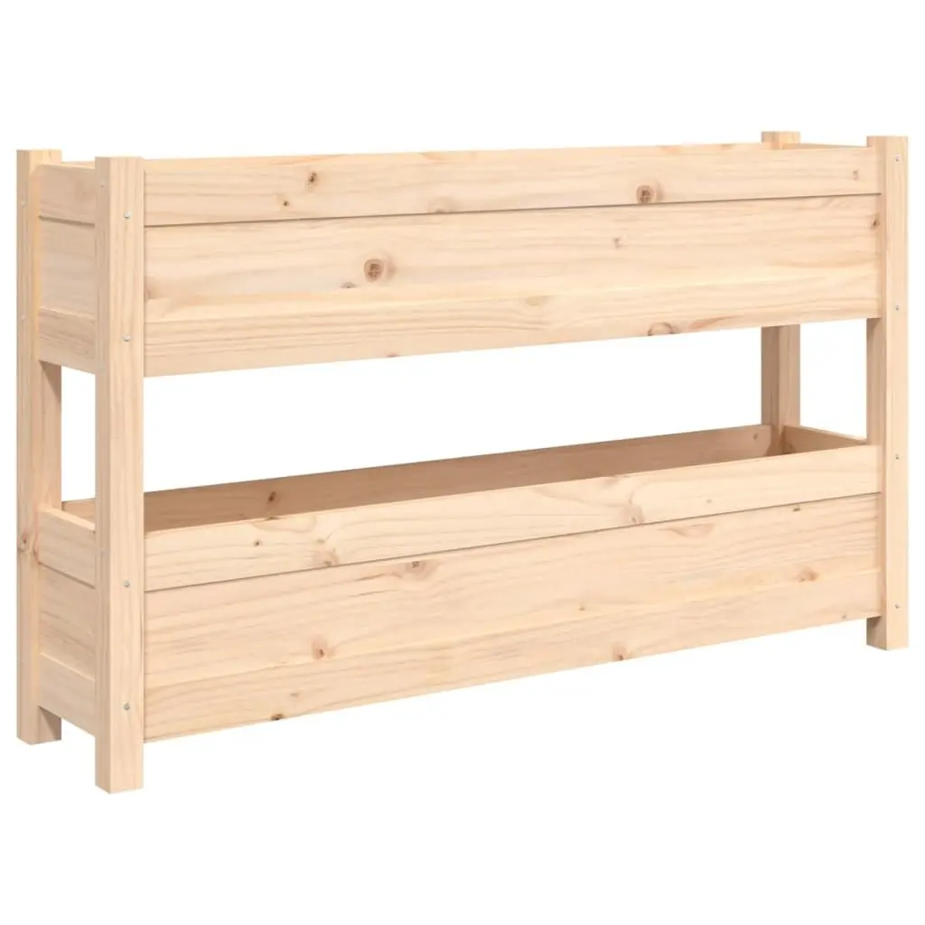 Raised Bed Wooden Planter Box Solid Pine Brown 112x25x66 cm for Garden Vegetable Flower Plant Decoration