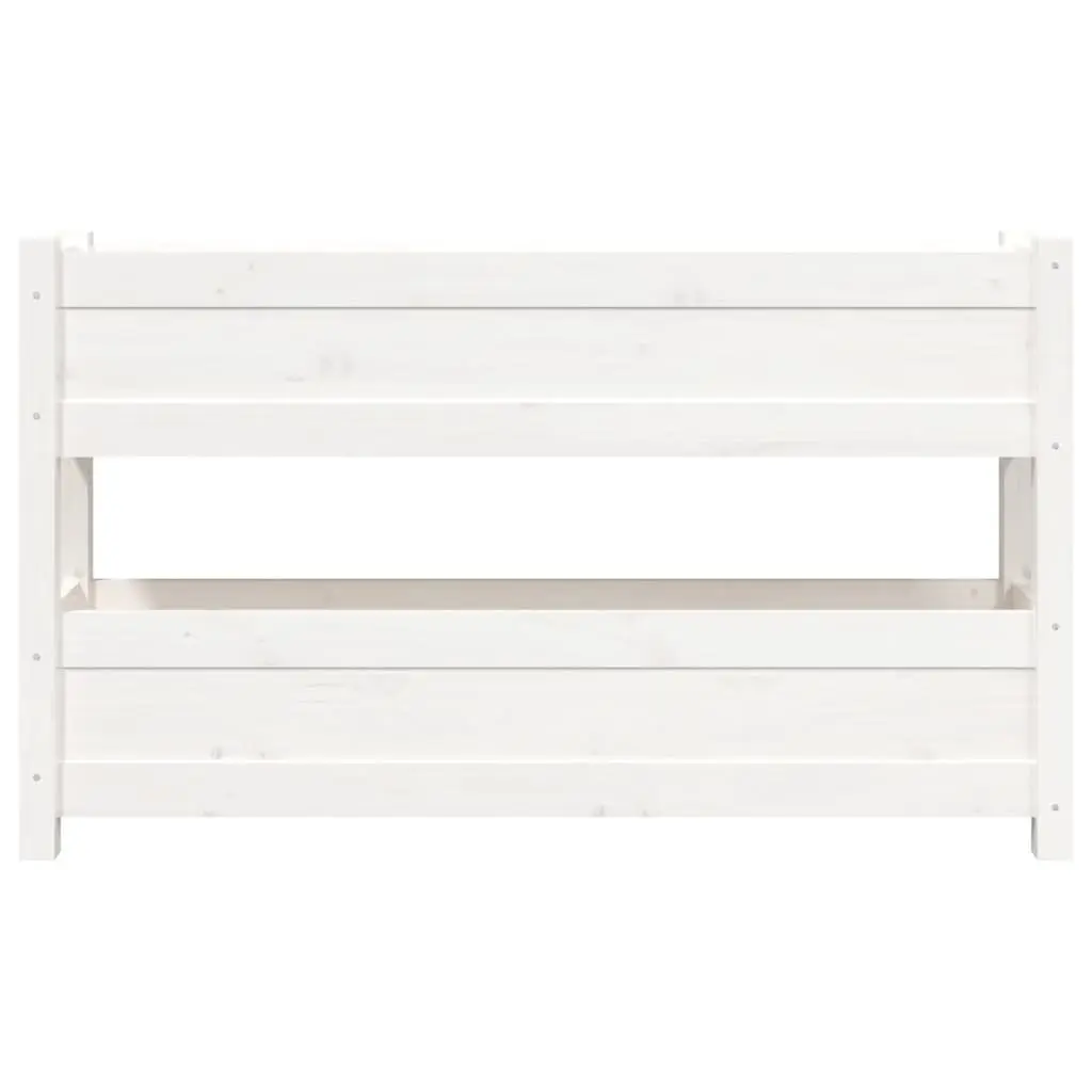 Wooden Planter Solid Pine Wood 112x25x66cm White 2 Flower Boxes