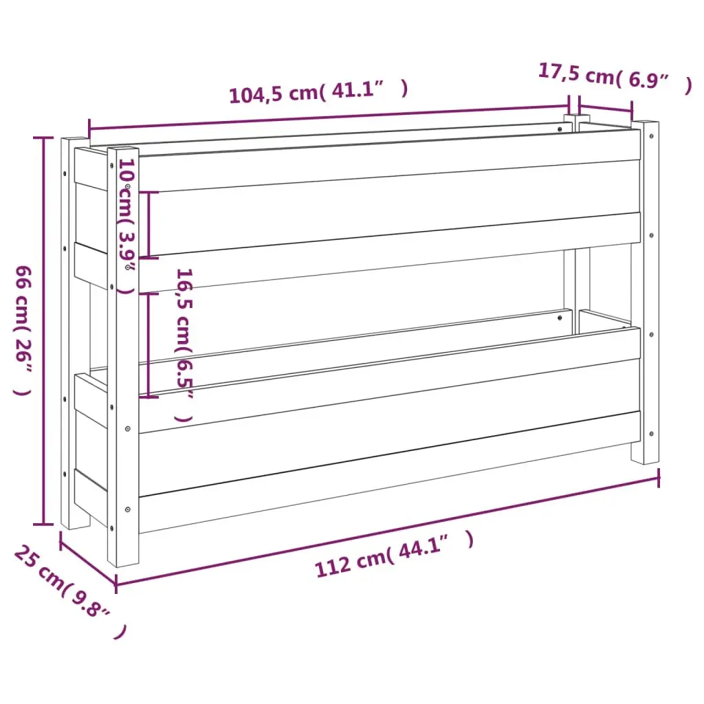Wooden Planter Solid Pine Wood 112x25x66cm White 2 Flower Boxes