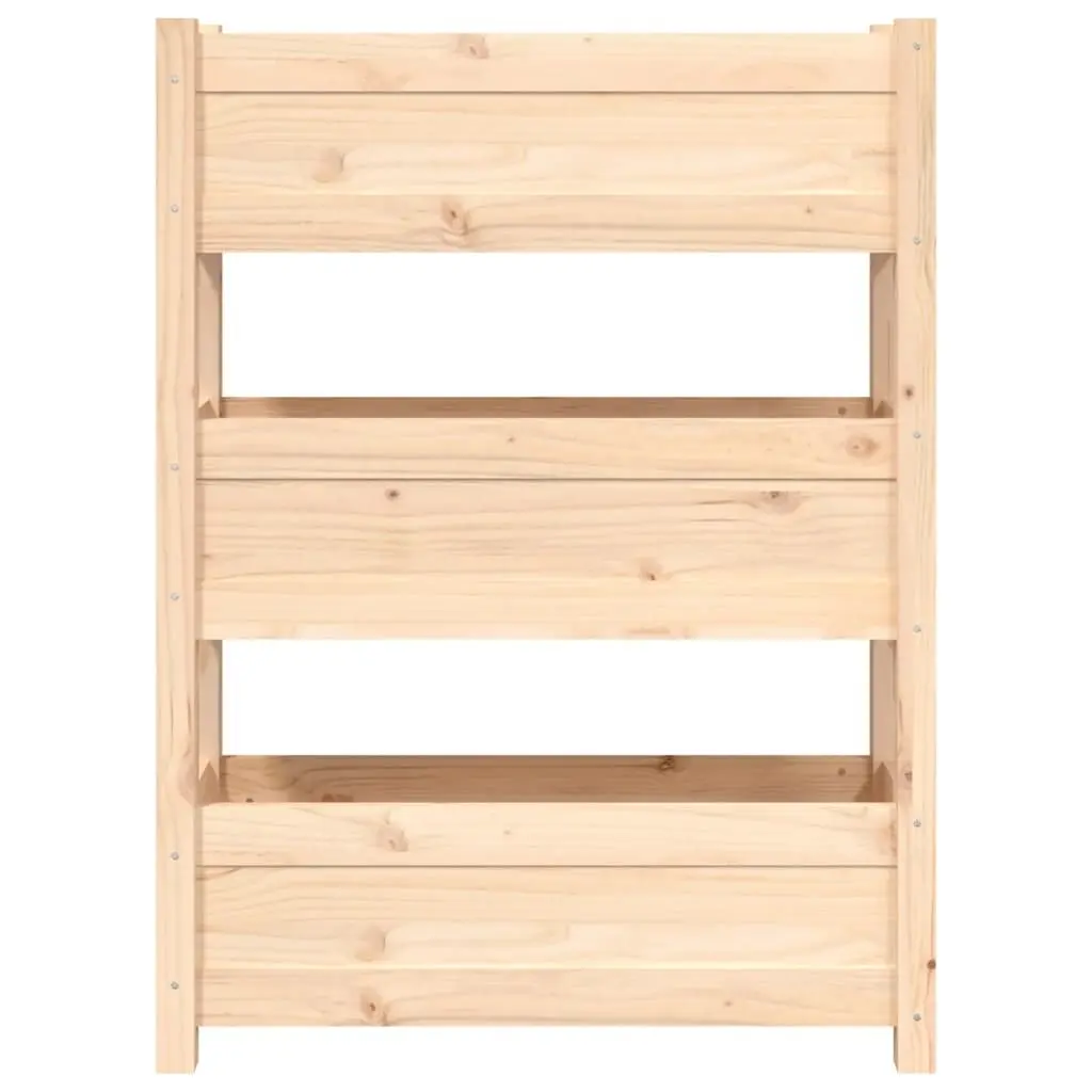 Planter Box Solid Pine Wood 77x25x104.5cm Brown Raised Garden Bed 3 Flower Boxes
