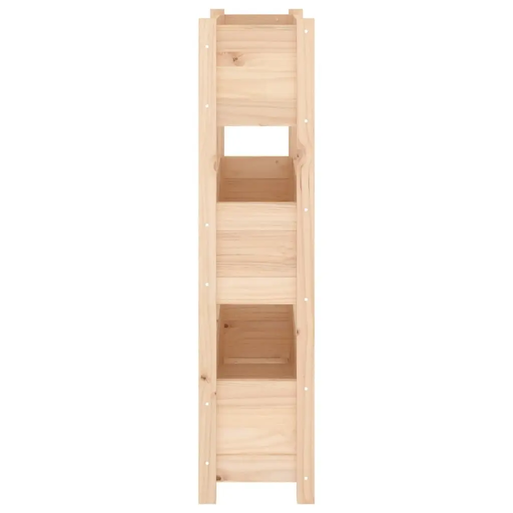 Planter Box Solid Pine Wood 77x25x104.5cm Brown Raised Garden Bed 3 Flower Boxes