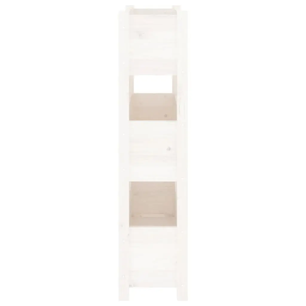 Wooden Planter Box Solid Pine 77x25x104.5cm White Raised Garden Bed 3 Flower Boxes