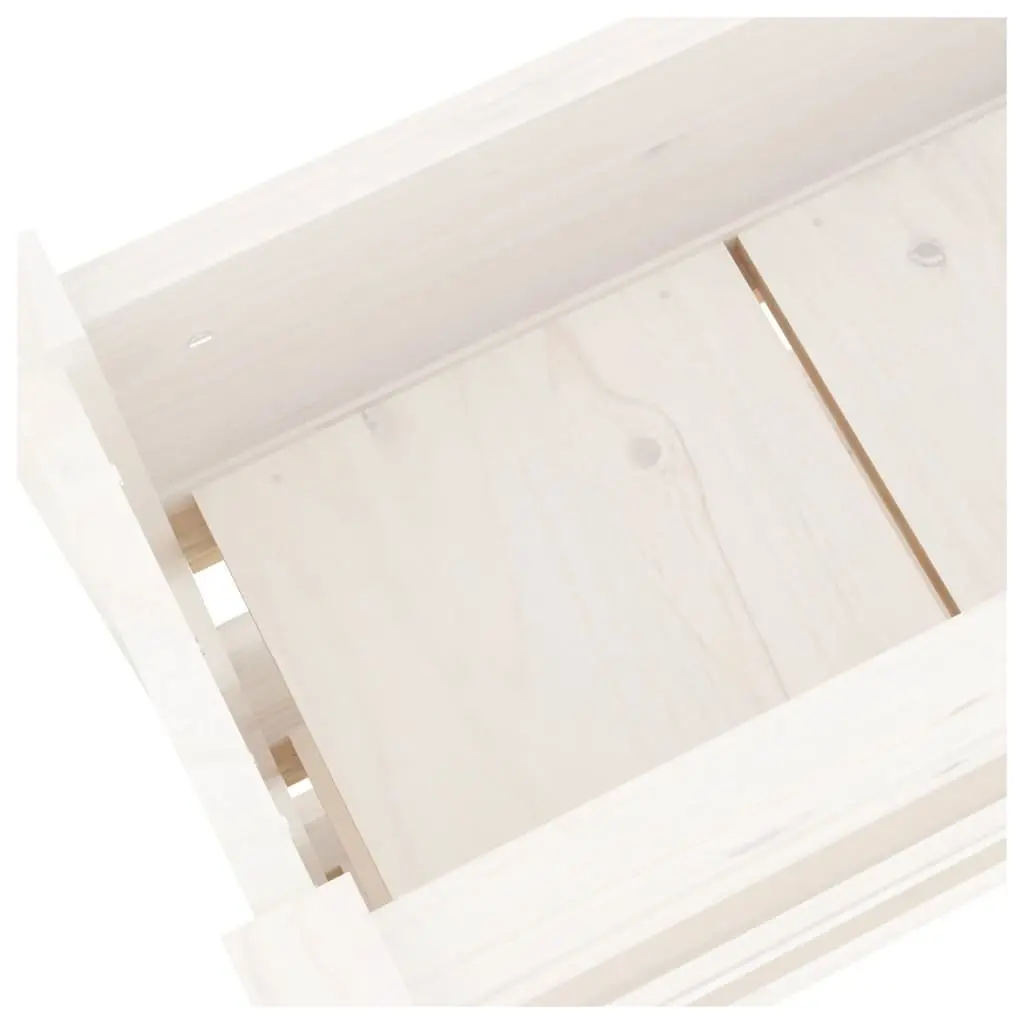 Wooden Planter Box Solid Pine 77x25x104.5cm White Raised Garden Bed 3 Flower Boxes