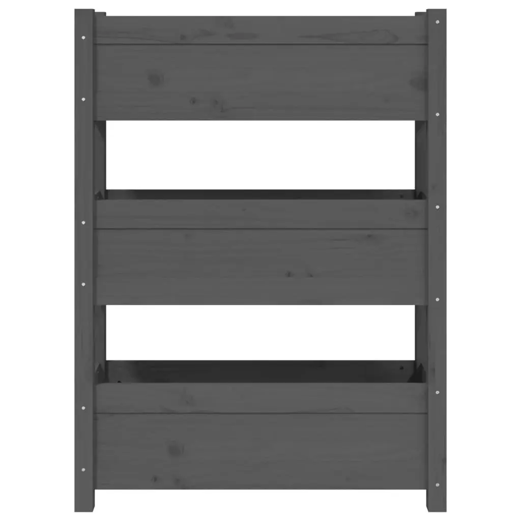 Wooden Planter Box Solid Pine Wood Grey 77x25x104.5cm Raised Garden Bed 3 Flower Boxes
