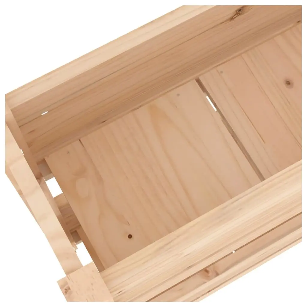 Raised Garden Bed Wooden Planter Brown Solid Pine 2 Flower Boxes Decorative for Balcony Patio Indoor Outdoor