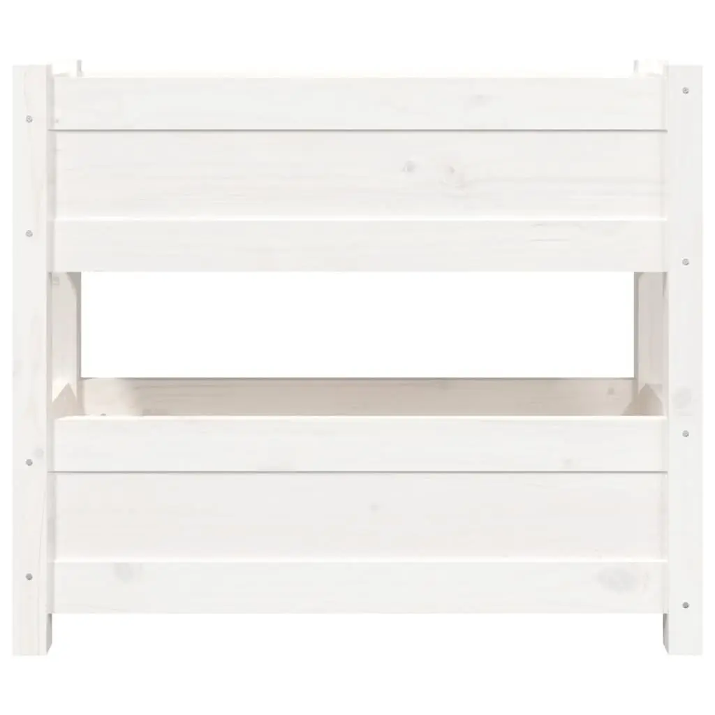 White Wooden Planter Twin Flower Boxes Solid Pine 77x25x66 cm Garden Patio
