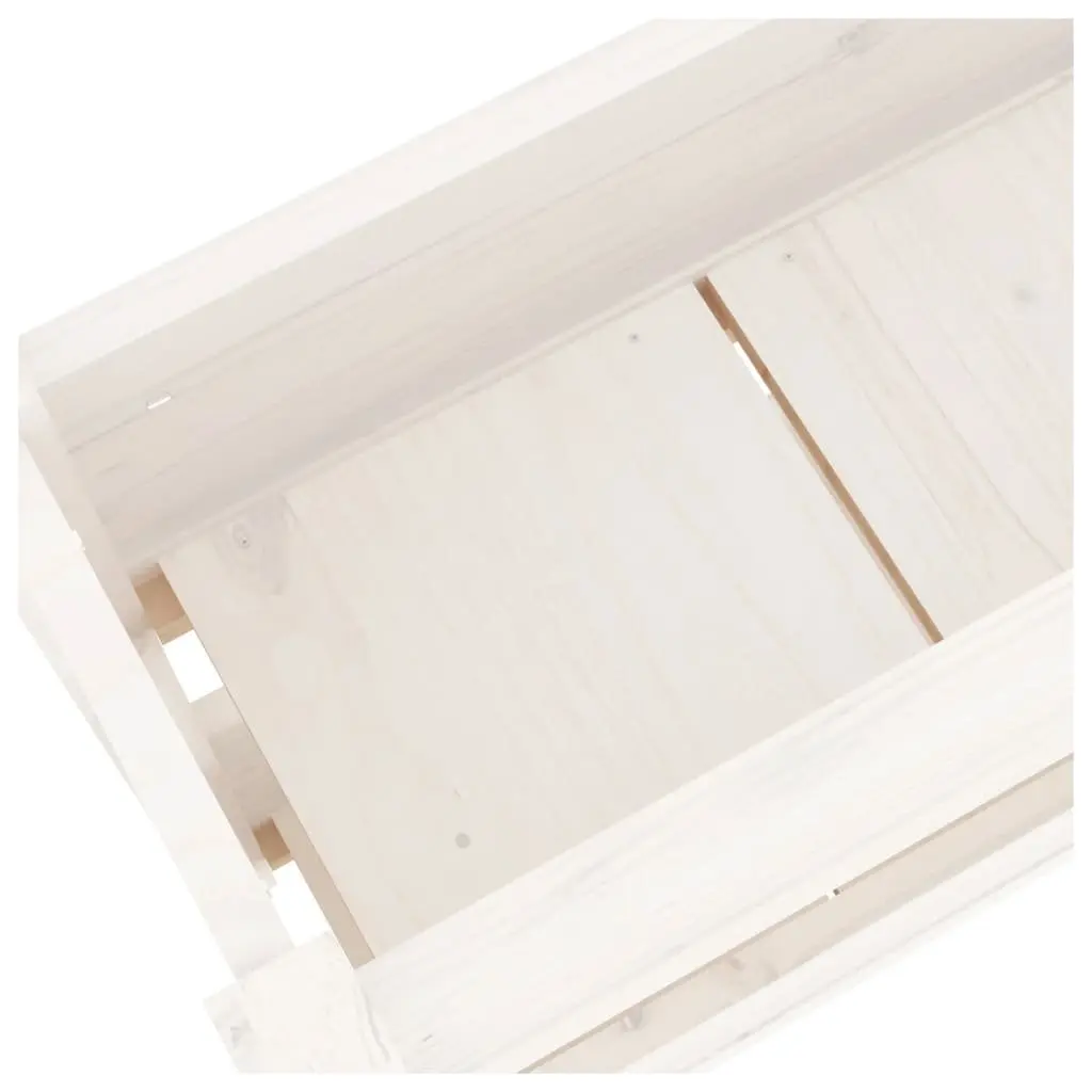 White Wooden Planter Twin Flower Boxes Solid Pine 77x25x66 cm Garden Patio