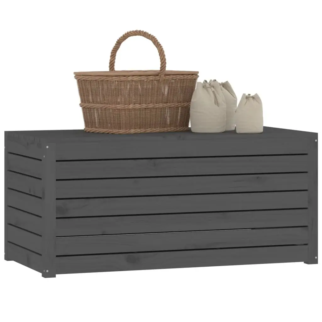 Garden Storage Box Grey Solid Pine Wood Outdoor Furniture 101x50.5x46.5cm with Hinged Lid