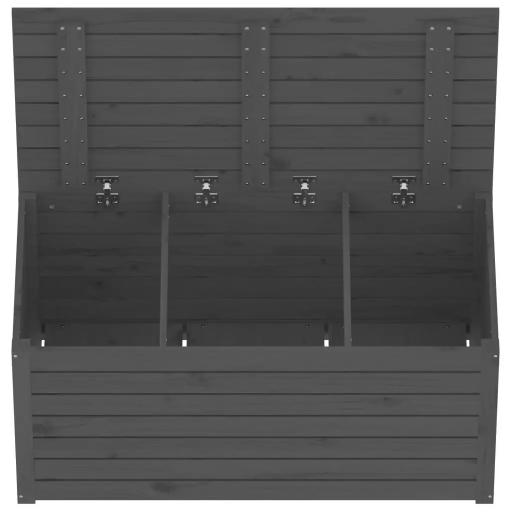 Garden Storage Box Grey Solid Pine Wood Outdoor Furniture 101x50.5x46.5cm with Hinged Lid