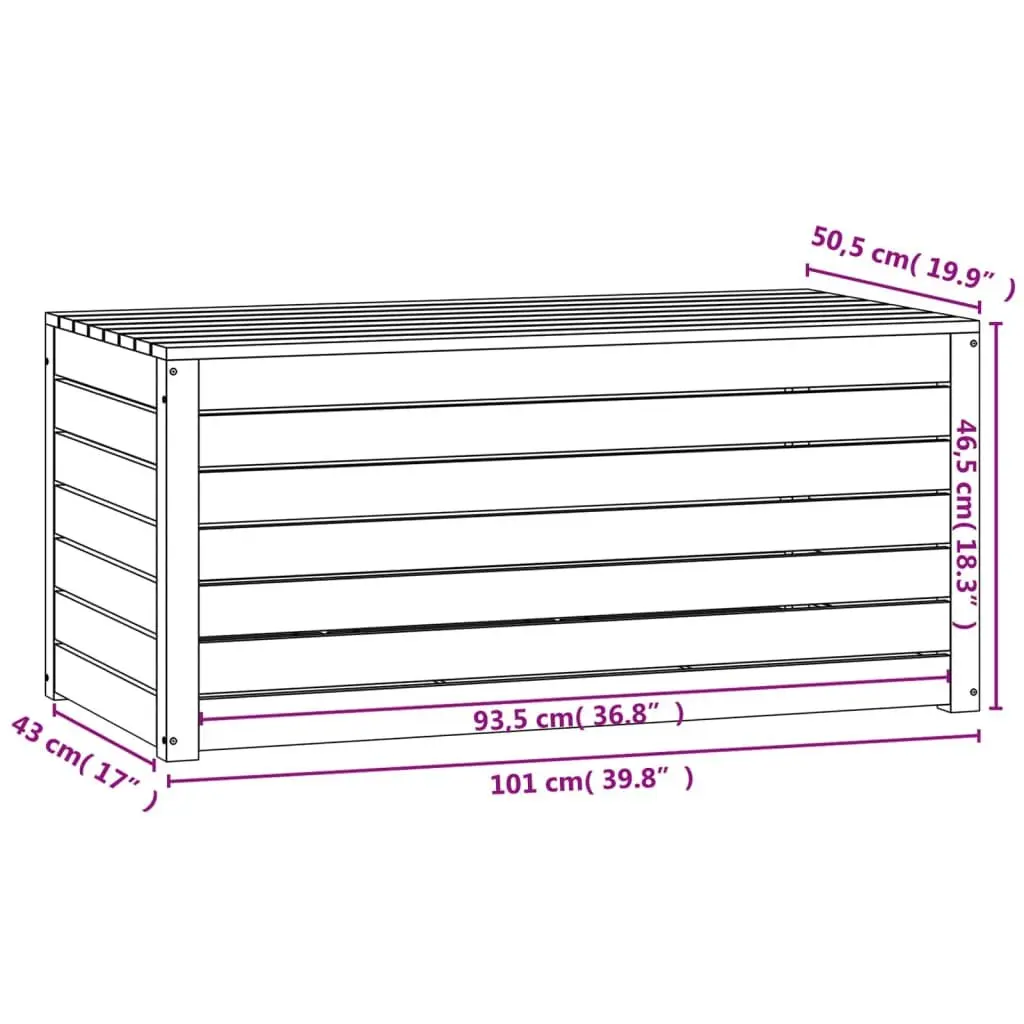 Garden Storage Box Grey Solid Pine Wood Outdoor Furniture 101x50.5x46.5cm with Hinged Lid