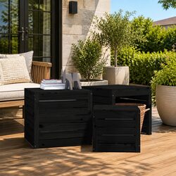 Versatile 3-Piece Black Storage Boxes for Outdoor Use