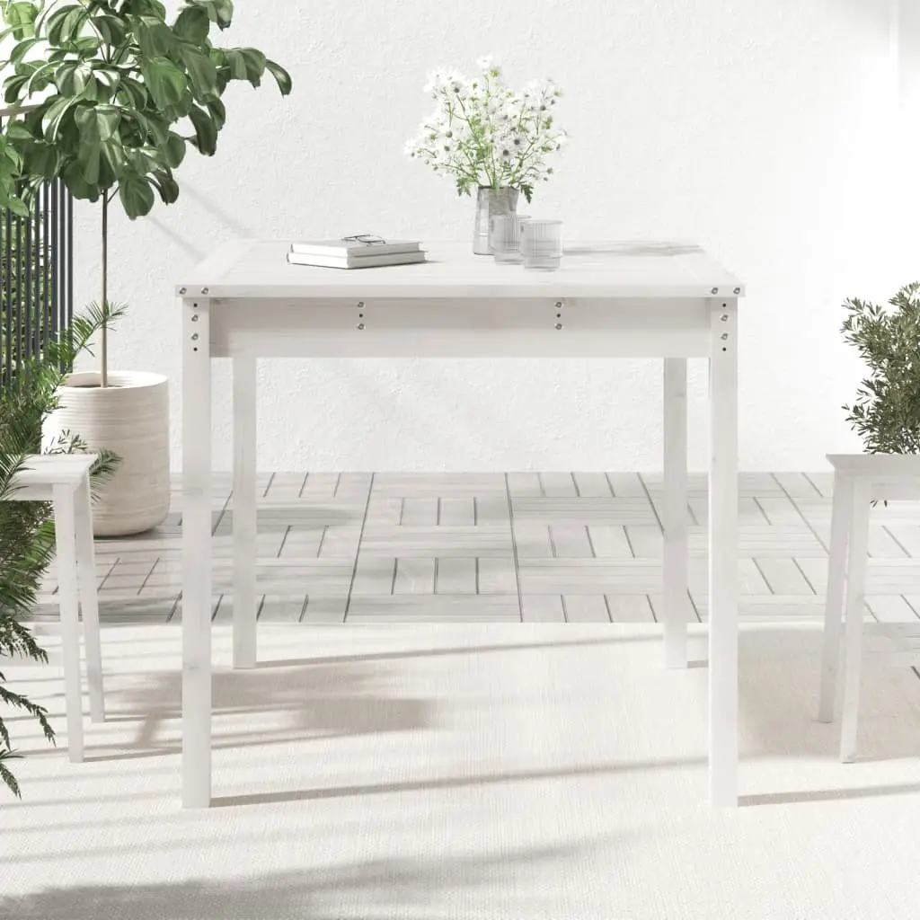 Garden Table Solid Wood Pine 82.5x82.5x76 cm White Outdoor Patio Furniture