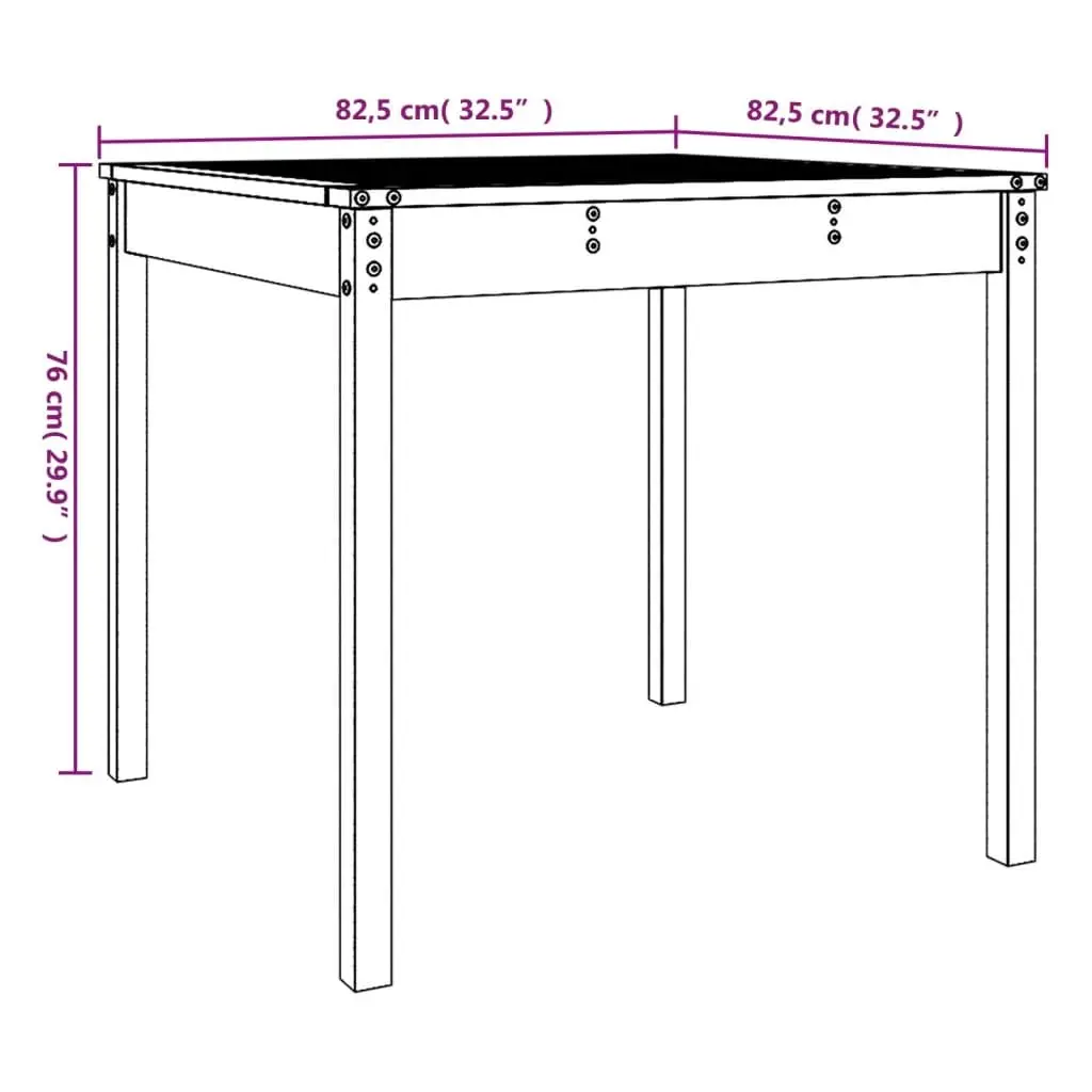 Garden Table Solid Wood Pine 82.5x82.5x76 cm White Outdoor Patio Furniture