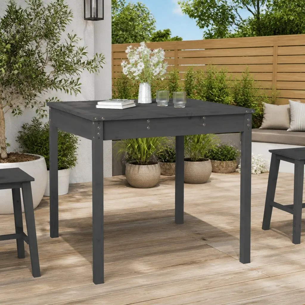 Solid Wood Pine Garden Table Grey 82.5x82.5x76cm