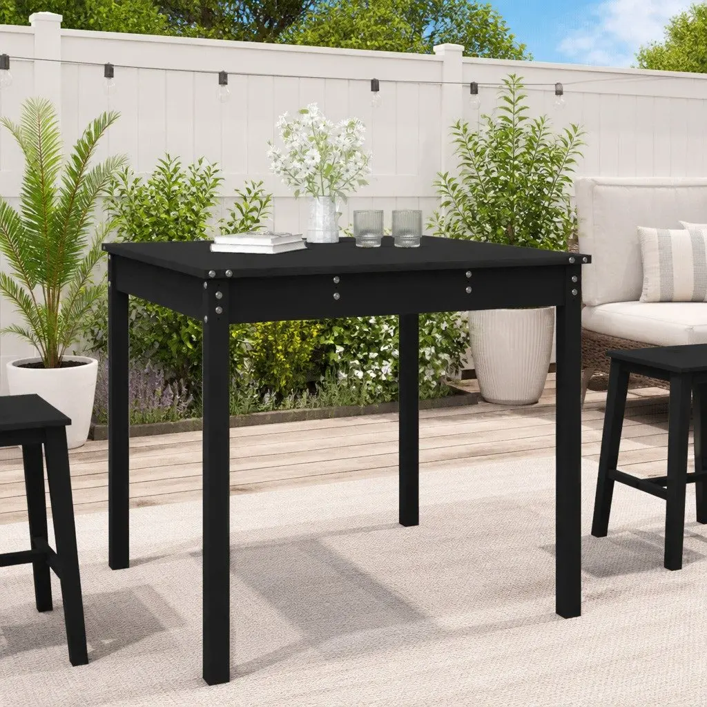 Garden Table Solid Pine Wood Black 82.5x82.5x76cm