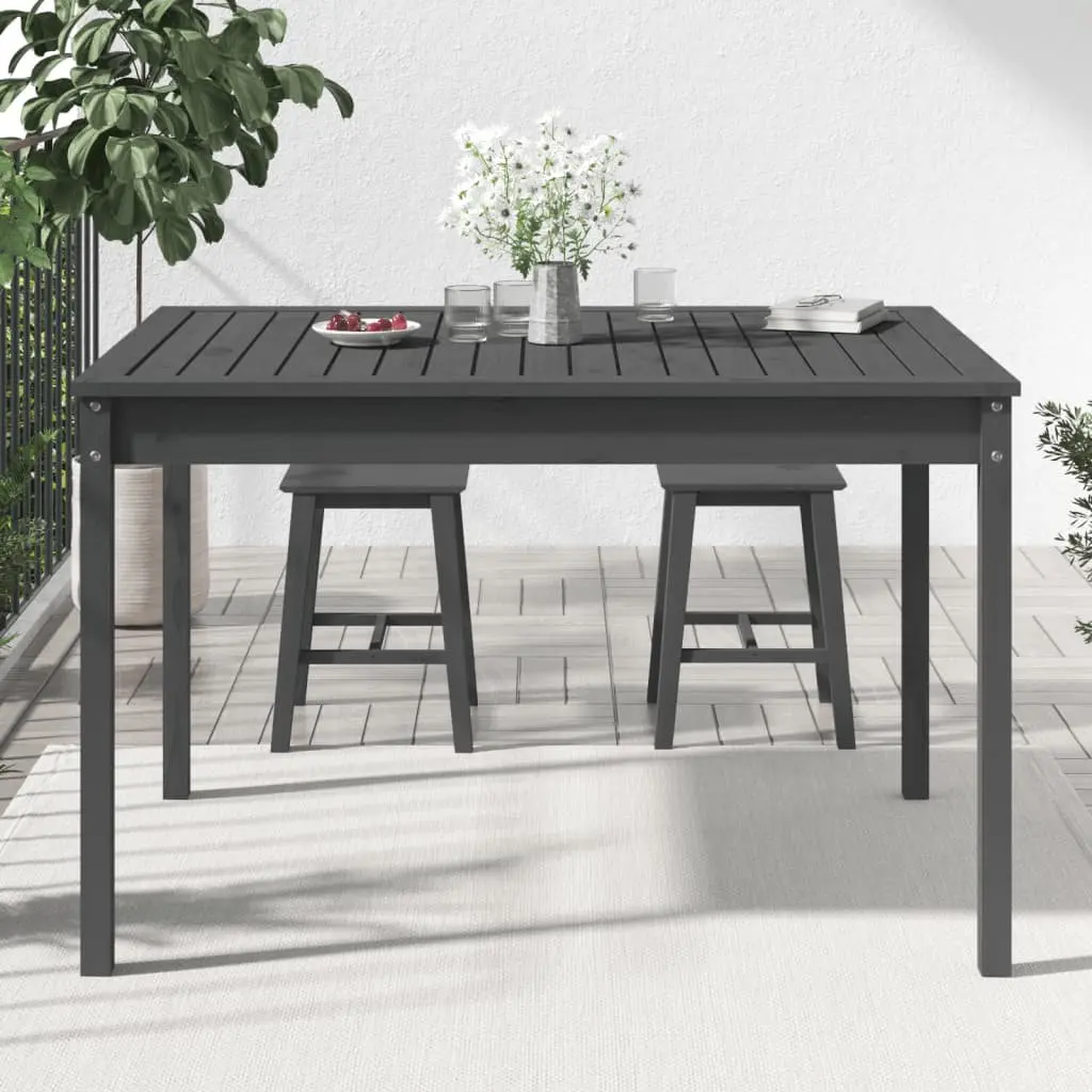 Garden Table Solid Pine Wood Grey Outdoor Dining Desk 121x82.5x76cm