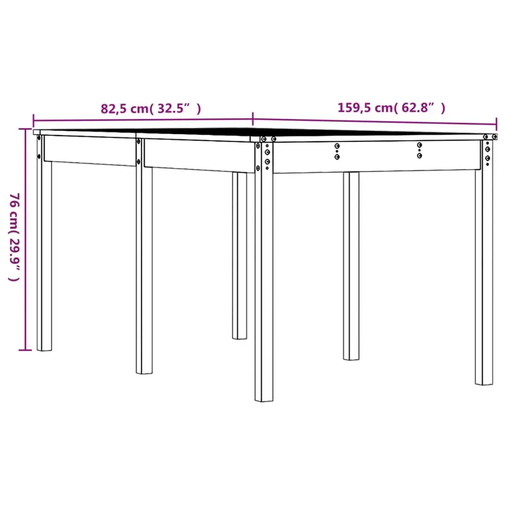 Solid Wood Garden Table Outdoor Patio Furniture Grey 159.5x82.5x76cm Pine Frame