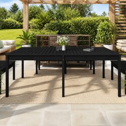 Sturdy Black Garden Table 203.5x100x76cm for Outdoor Use