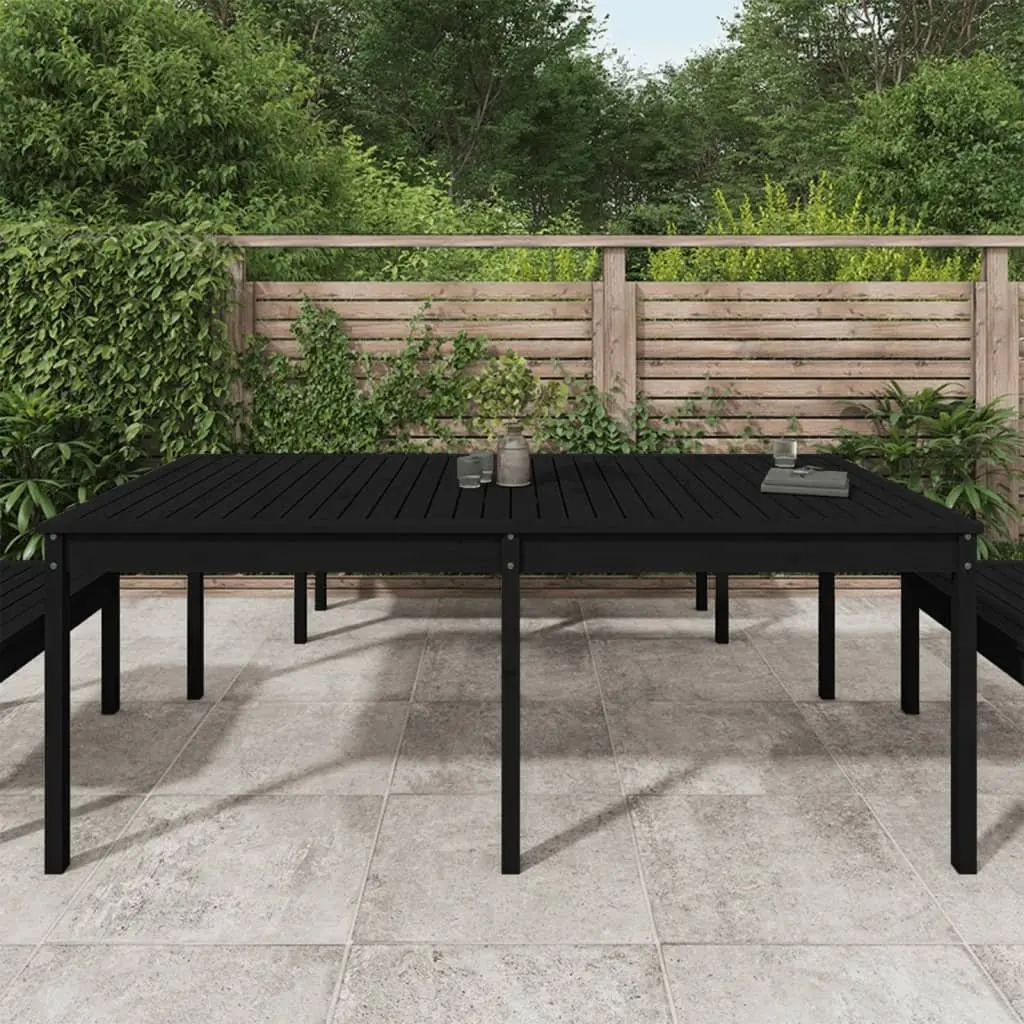 Outdoor Garden Table Solid Pine Wood 203.5x100x76cm Black Patio Furniture