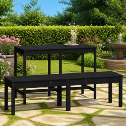 Versatile Black Wooden Bench for Gardens and Patios